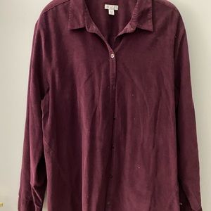 JJill purple big shirt. Thin corduroy. Button up
